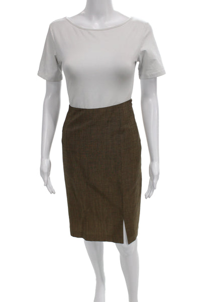 Max Mara Womens Straight Pencil Skirt Brown 50% Wool 50% Mohair Size 12