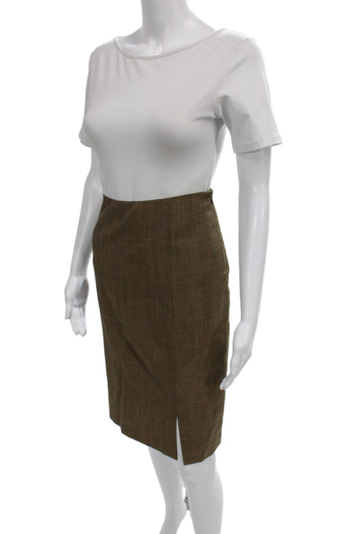 Max Mara Womens Straight Pencil Skirt Brown 50% Wool 50% Mohair Size 12