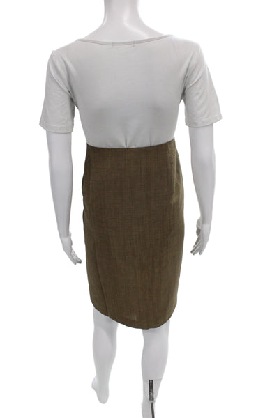 Max Mara Womens Straight Pencil Skirt Brown 50% Wool 50% Mohair Size 12