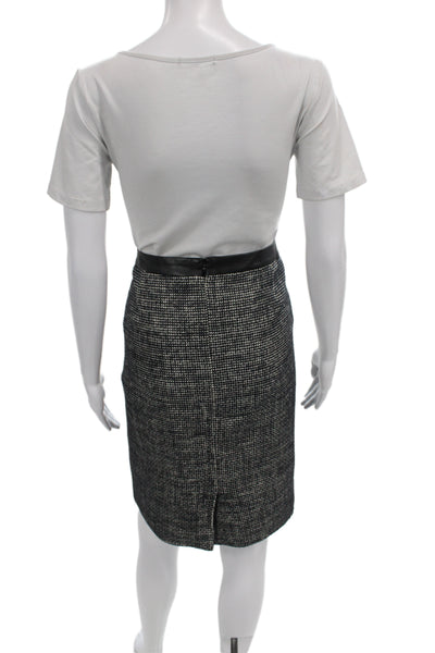 Boss Hugo Boss Womens Black Straight Pencil Skirt Checked Cotton Tweed Size 12