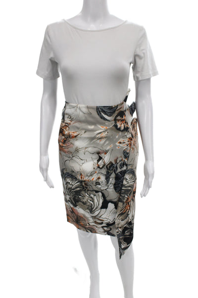 Karen Millen Women Beige Floral Wrap Skirt Size 12