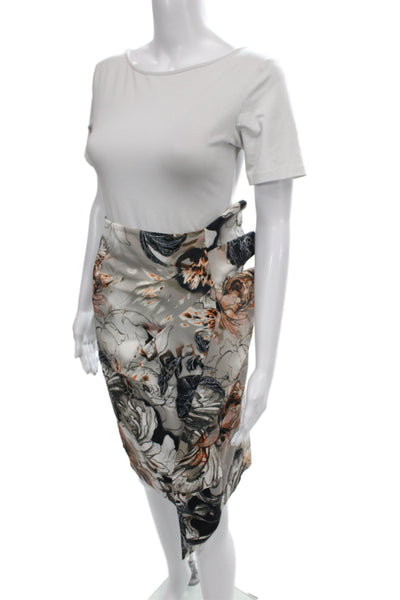 Karen Millen Women Beige Floral Wrap Skirt Size 12