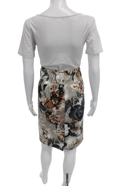 Karen Millen Women Beige Floral Wrap Skirt Size 12