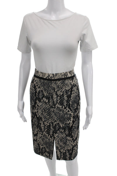 Elie Tahari Womens Straight Pencil Skirt Beige Animal Print Size 12