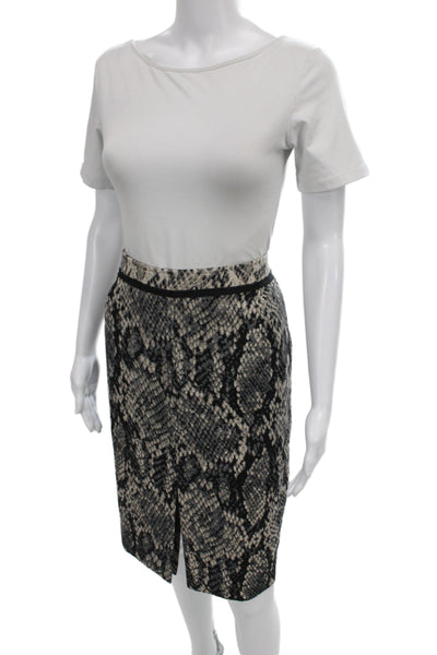 Elie Tahari Womens Straight Pencil Skirt Beige Animal Print Size 12