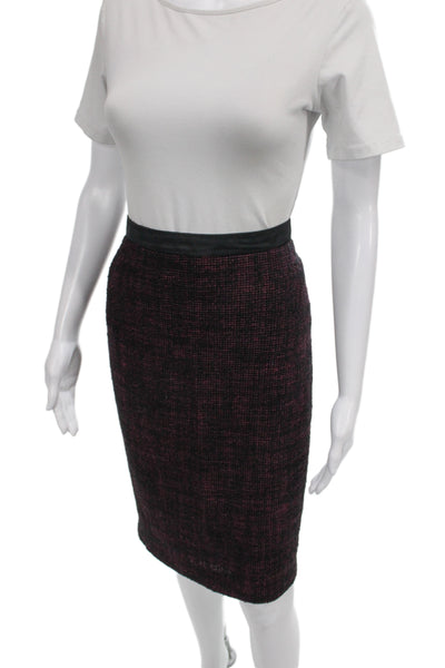 Akris Punto Women Straight Pencil Skirt Black Tweed Cotton Knee Length Size 14