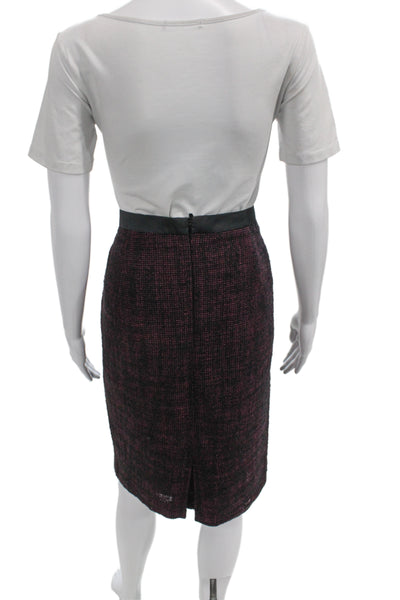 Akris Punto Women Straight Pencil Skirt Black Tweed Cotton Knee Length Size 14