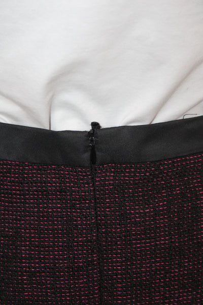 Akris Punto Women Straight Pencil Skirt Black Tweed Cotton Knee Length Size 14
