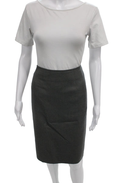 Akris Women Straight Pencil Skirt Dark Gray Cotton Polyester Solid Size 16