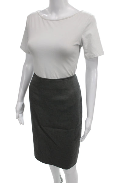 Akris Women Straight Pencil Skirt Dark Gray Cotton Polyester Solid Size 16