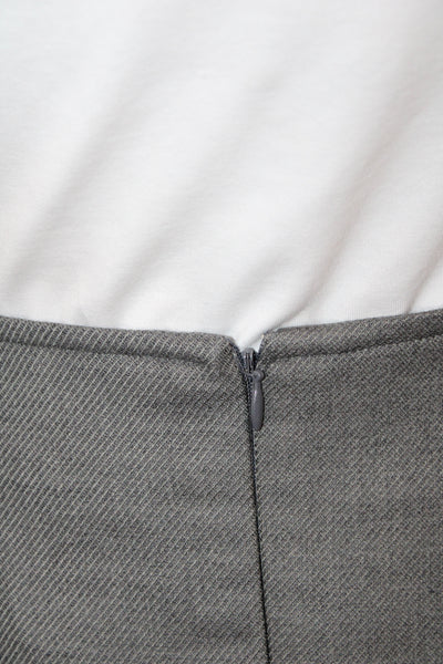 Akris Women Straight Pencil Skirt Dark Gray Cotton Polyester Solid Size 16