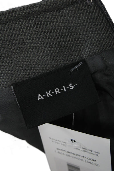 Akris Women Straight Pencil Skirt Dark Gray Cotton Polyester Solid Size 16