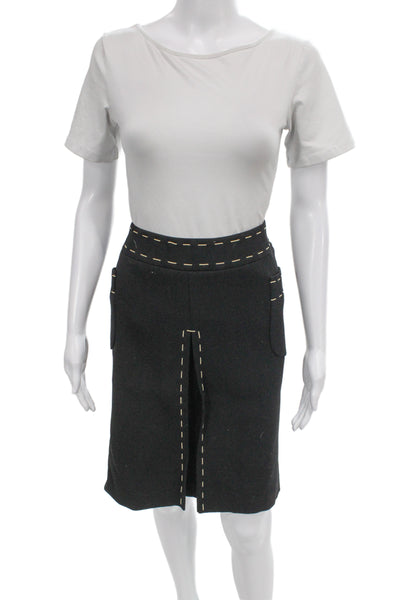 Carlisle Women Straight Pencil Wool Knee Length Skirt Black Size 10