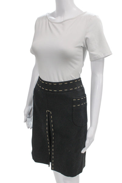 Carlisle Women Straight Pencil Wool Knee Length Skirt Black Size 10