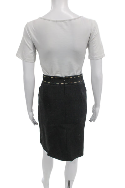 Carlisle Women Straight Pencil Wool Knee Length Skirt Black Size 10