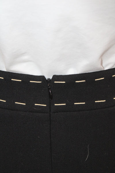 Carlisle Women Straight Pencil Wool Knee Length Skirt Black Size 10