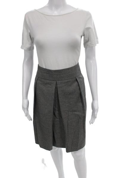 Akris Punto Women Gray Pleated Skort Knee Length Cotton Polyester Size 14