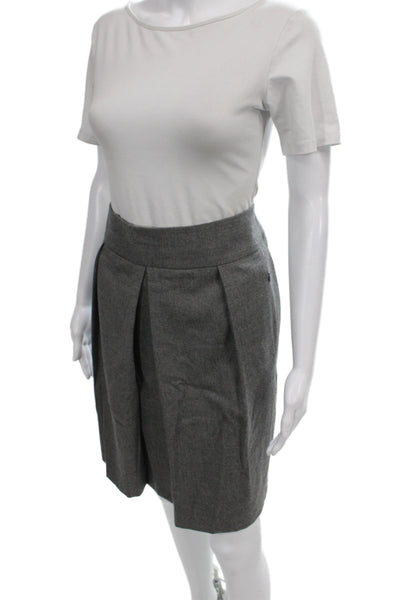 Akris Punto Women Gray Pleated Skort Knee Length Cotton Polyester Size 14