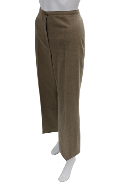 Cambio Women Brown Wool Blend Dress Pants Button Closure Size 30