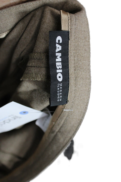 Cambio Women Brown Wool Blend Dress Pants Button Closure Size 30
