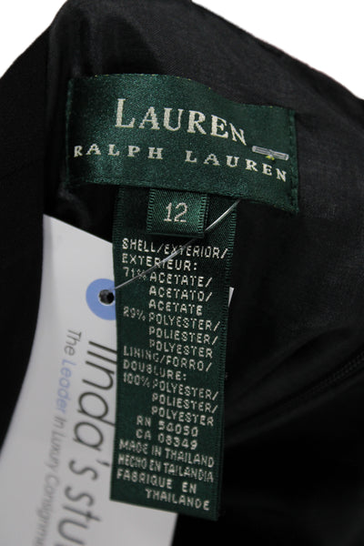 Lauren Ralph Lauren Women Wrap Dress Black V-Neck Short Sleeve Midi Size 12