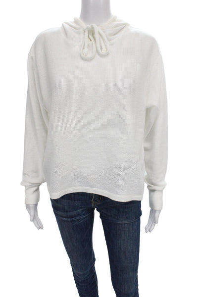 Wesley Women Pullover Hoodie White Long Sleeve 50/50 CottonPoly Size S