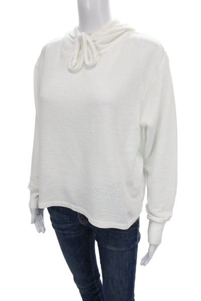 Wesley Women Pullover Hoodie White Long Sleeve 50/50 CottonPoly Size S