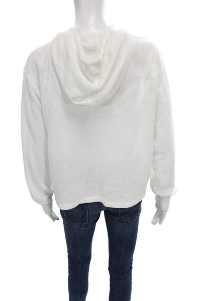 Wesley Women Pullover Hoodie White Long Sleeve 50/50 CottonPoly Size S