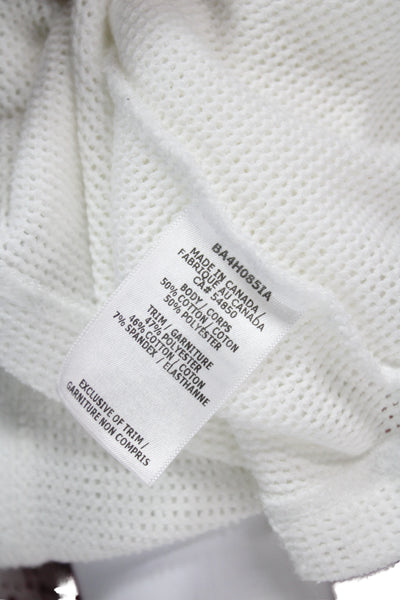 Wesley Women Pullover Hoodie White Long Sleeve 50/50 CottonPoly Size S