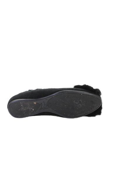 Roger Vivier Womens Suede Slide On Buckle Ballet Flats Black Size 6