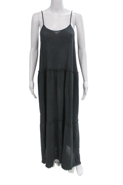 ATM Women Maxi Slip Dress Black Cotton Sleeveless Solid Bohemian Size M