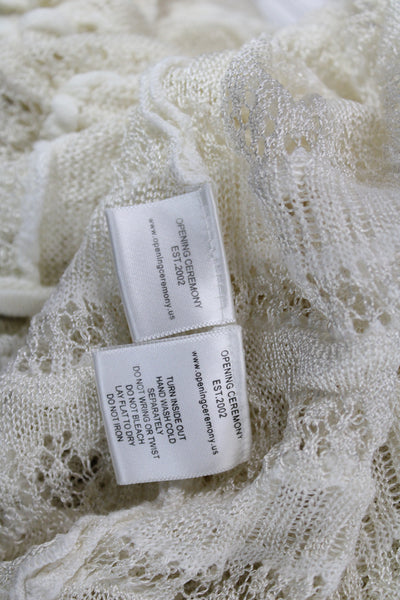 Opening Ceremony Womens Bohemian Long Sleeve Roundneck Linen Top White Size S