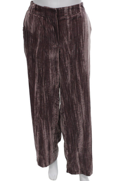 Zara Womens Dress Pants Brown Striped 100% Polyester Zip Fall 90s Size S