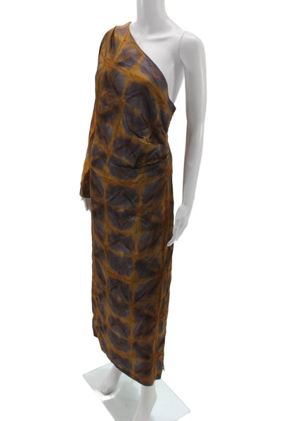 Zara Women Brown Viscose Mid-Calf Zip Dress Art Size L