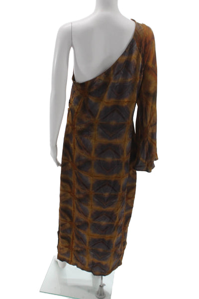Zara Women Brown Viscose Mid-Calf Zip Dress Art Size L