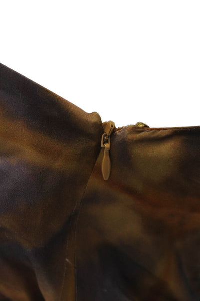 Zara Women Brown Viscose Mid-Calf Zip Dress Art Size L