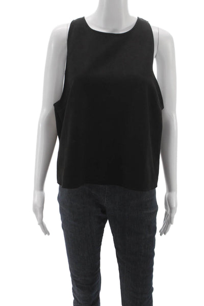 Zara Womens Basic Black Sleeveless Round Neck Tank Zip Solid Spring Size L