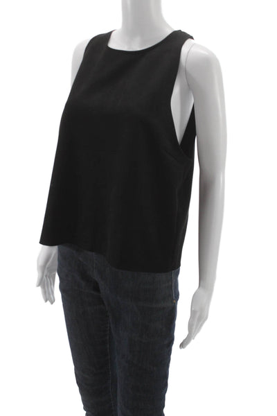 Zara Womens Basic Black Sleeveless Round Neck Tank Zip Solid Spring Size L