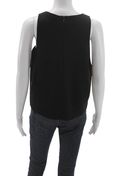 Zara Womens Basic Black Sleeveless Round Neck Tank Zip Solid Spring Size L