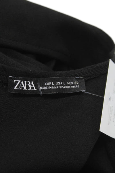 Zara Womens Basic Black Sleeveless Round Neck Tank Zip Solid Spring Size L