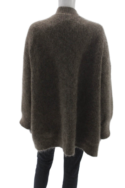 The Frankie Shop Unisex Brown V-Neck Mohair Blend Cardigan Button Size L