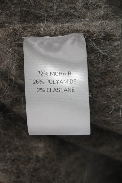 The Frankie Shop Unisex Brown V-Neck Mohair Blend Cardigan Button Size L