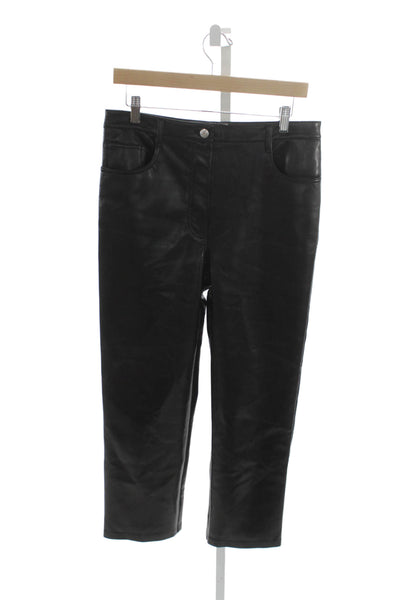 Wilfred Women Cropped Biker Pants Black Button Closure Size 10