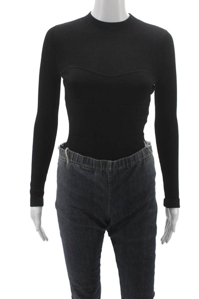 Fleur du Mal Women Black Long Sleeve Crew Neck Jumpsuit Size S