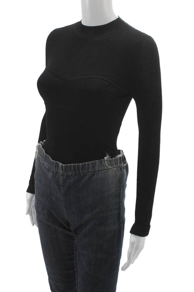 Fleur du Mal Women Black Long Sleeve Crew Neck Jumpsuit Size S