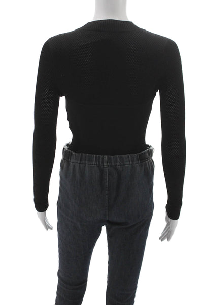 Fleur du Mal Women Black Long Sleeve Crew Neck Jumpsuit Size S