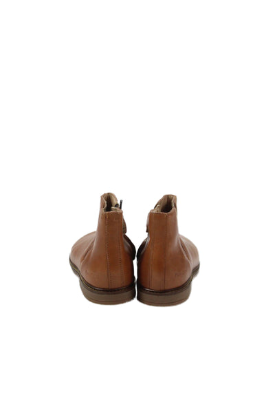 Pom d Api Girls Side Zip Metallic Trim Leather Ankle Boots Brown Size 26