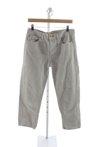 Madewell Unisex Cropped Gray Cotton Button Pants Size 28