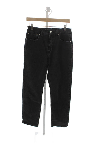 Madewell Unisex Straight Jeans Black Mid-Rise Button 90s Size 28