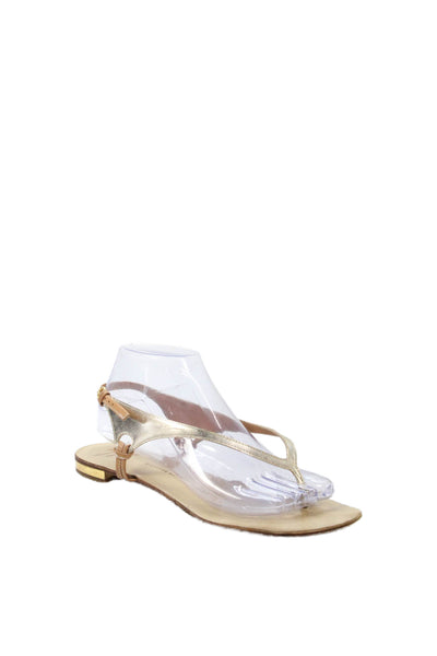 Giuseppe Zanotti Design Womens Leather Metallic Sandals Gold Size EUR 40